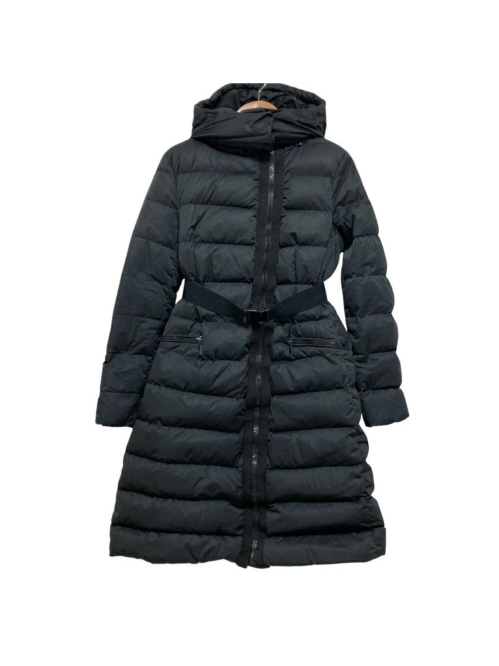 Moncler Lanoux Ranoo Food Dead Belted Down Coat Black Jacket Fall Winter 0